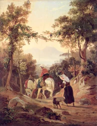 Italiaans Landschap met Boeren, c.1845